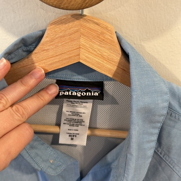 Patagonia Men’s Slick Calm Vented Fishing Shirt Sky Blue Work Wear Size M - Picture 7 of 7